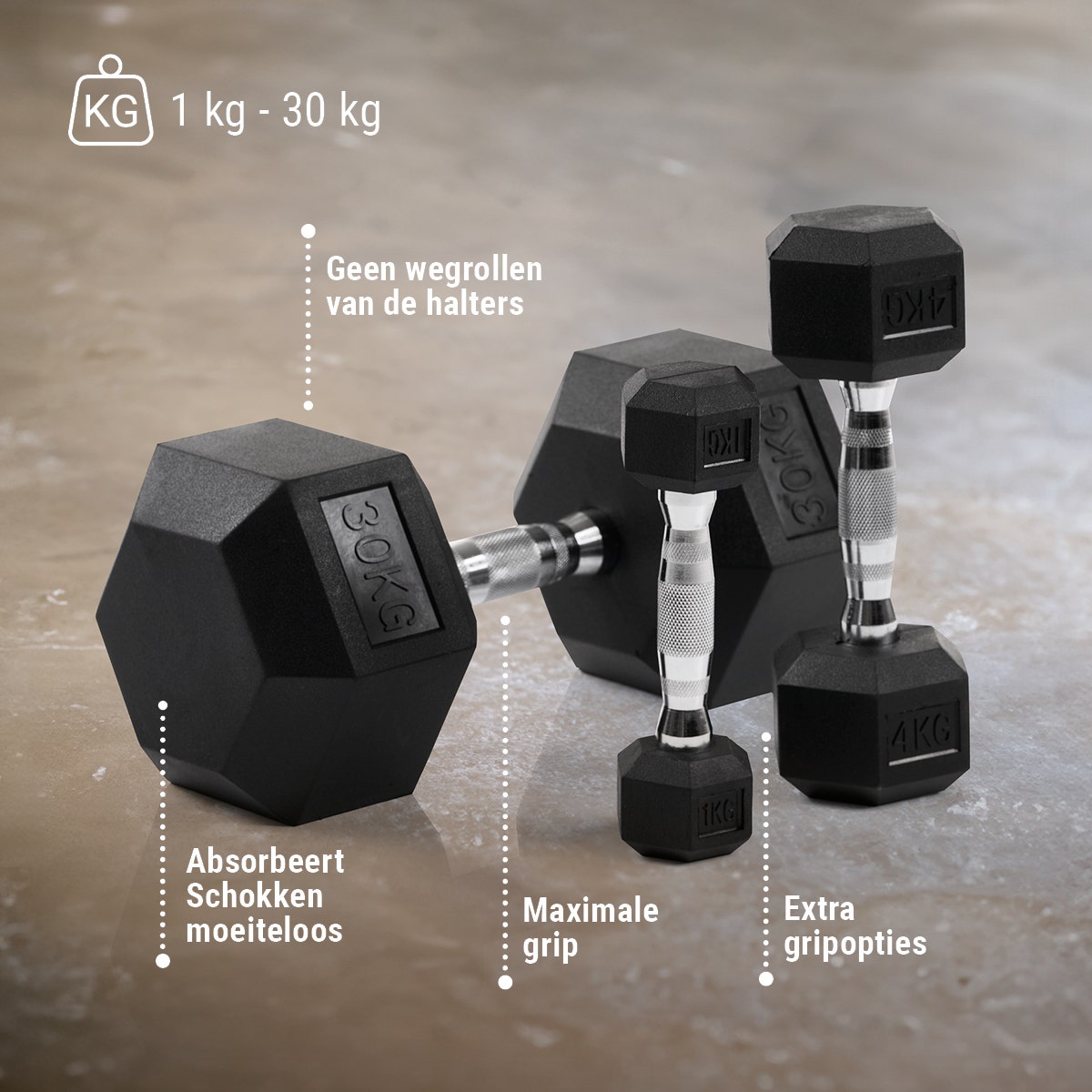 Hexagon Compacte halters 1 - 30 kg